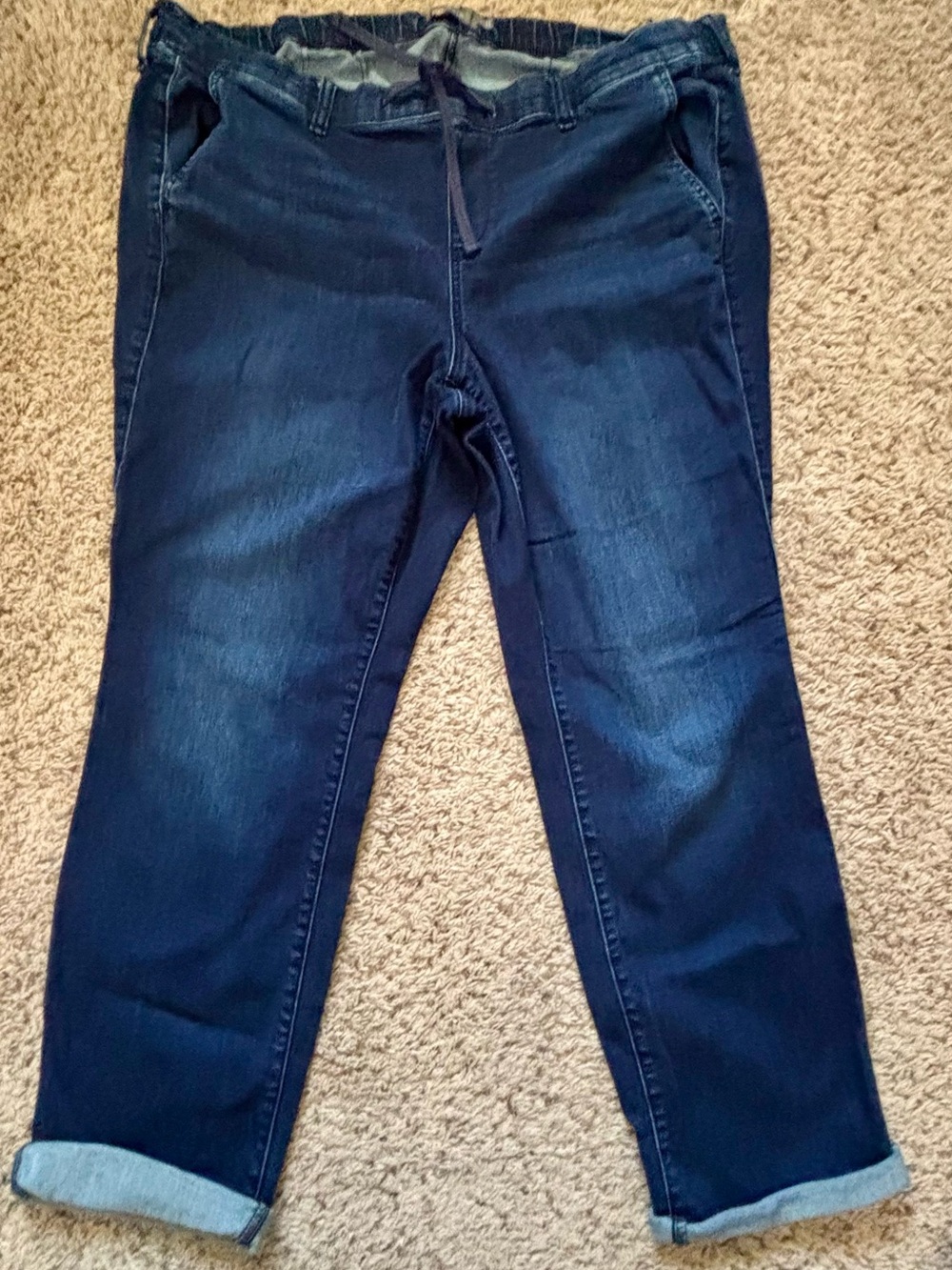Torrid Weekend Boyfriend Mid Rise Dark Blue Stretch Denim Pull On Jeans